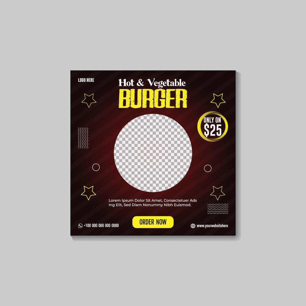 social media post design template for burger sell vector