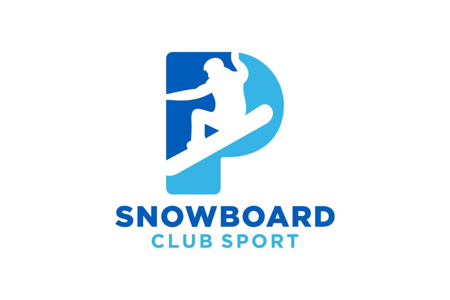 Vector initials letter P with snowboard creative geometric modern logo design.