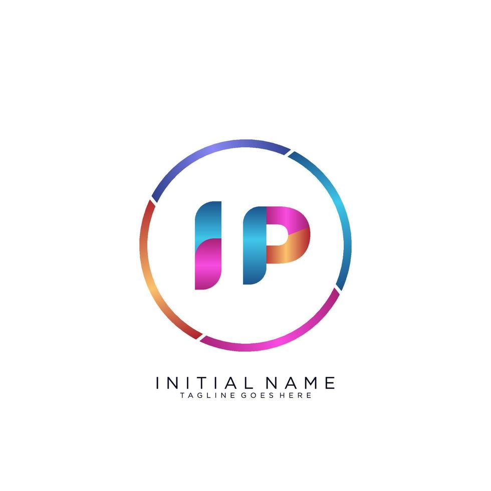 Letter IP colorfull logo premium elegant template vector