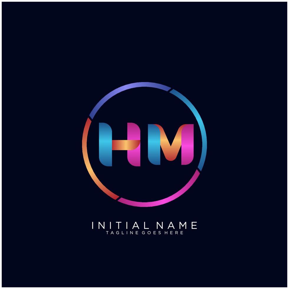 Letter HM colorfull logo premium elegant template vector