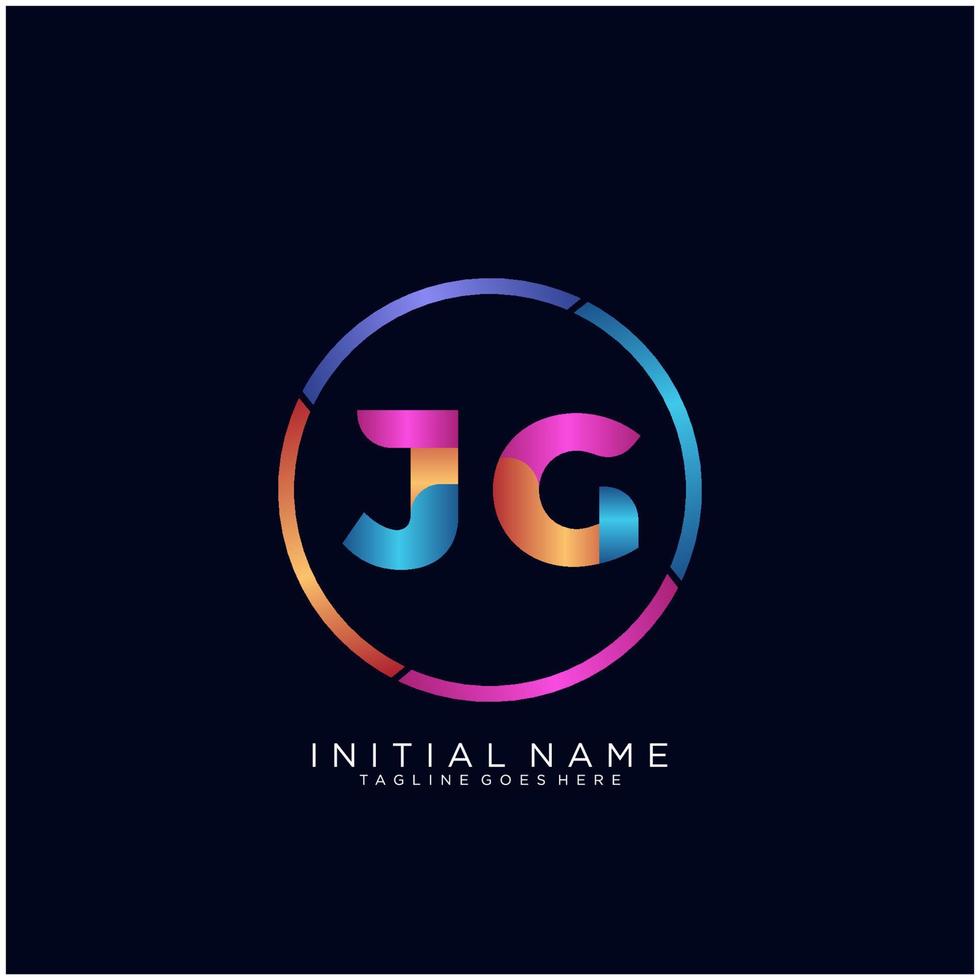 Letter JG colorfull logo premium elegant template vector