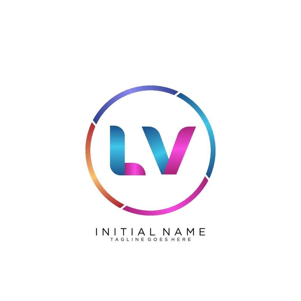 Letter LV colorfull logo premium elegant template vector