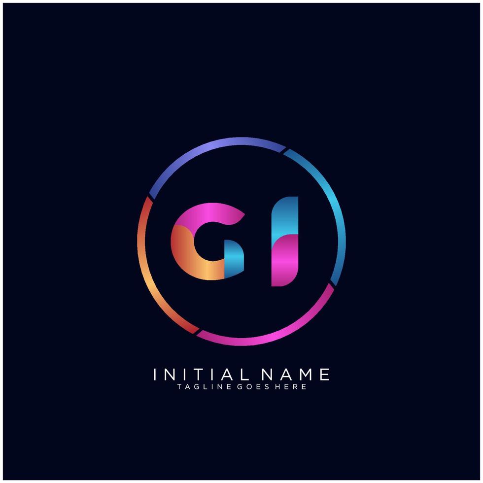 Letter GI colorfull logo premium elegant template vector