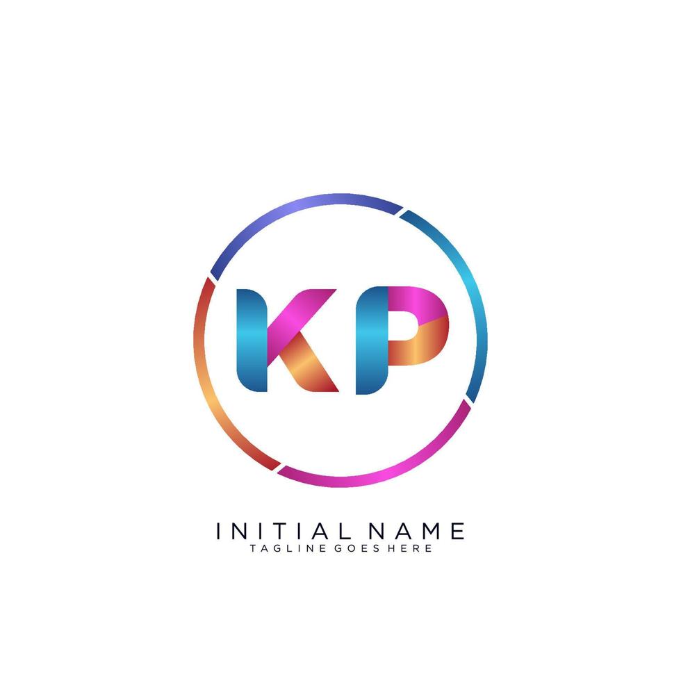 Letter KP colorfull logo premium elegant template vector