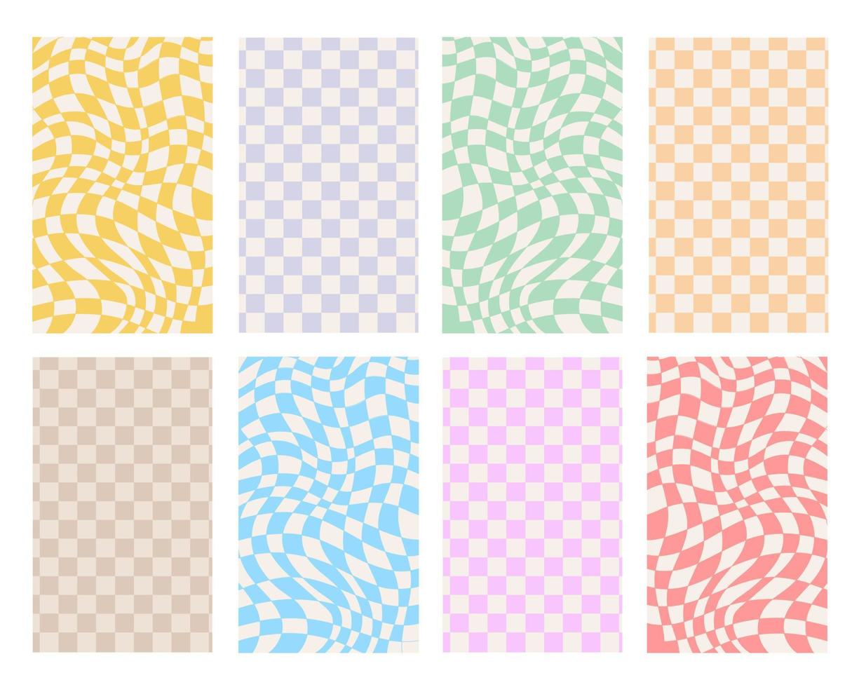 A set of linear patterns. Vector stock graphics. Abstract backgrounds with chaotic random waves, lines, strokes and curls. Design of postcards and printing on fabric.