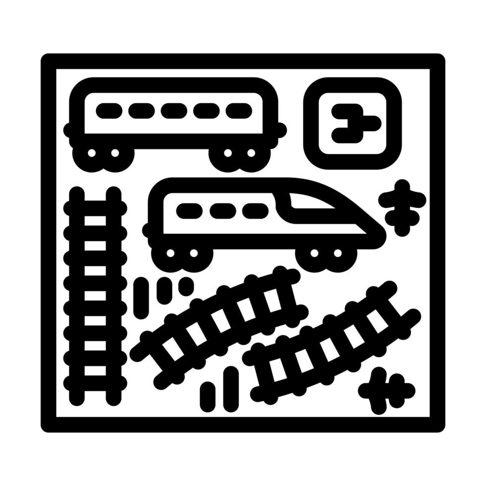 train toy set baby line icon vector illustration