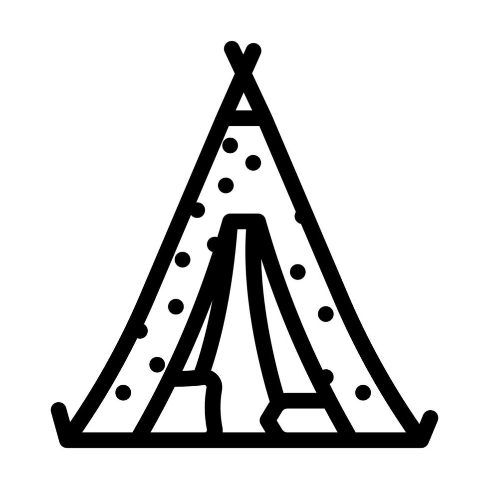 teepee tent kid bedroom line icon vector illustration