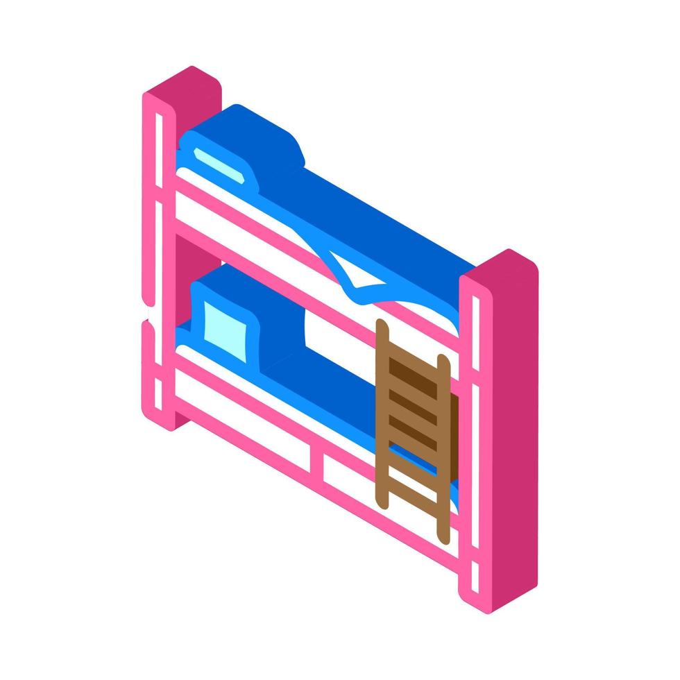 bunk bed kid bedroom isometric icon vector illustration