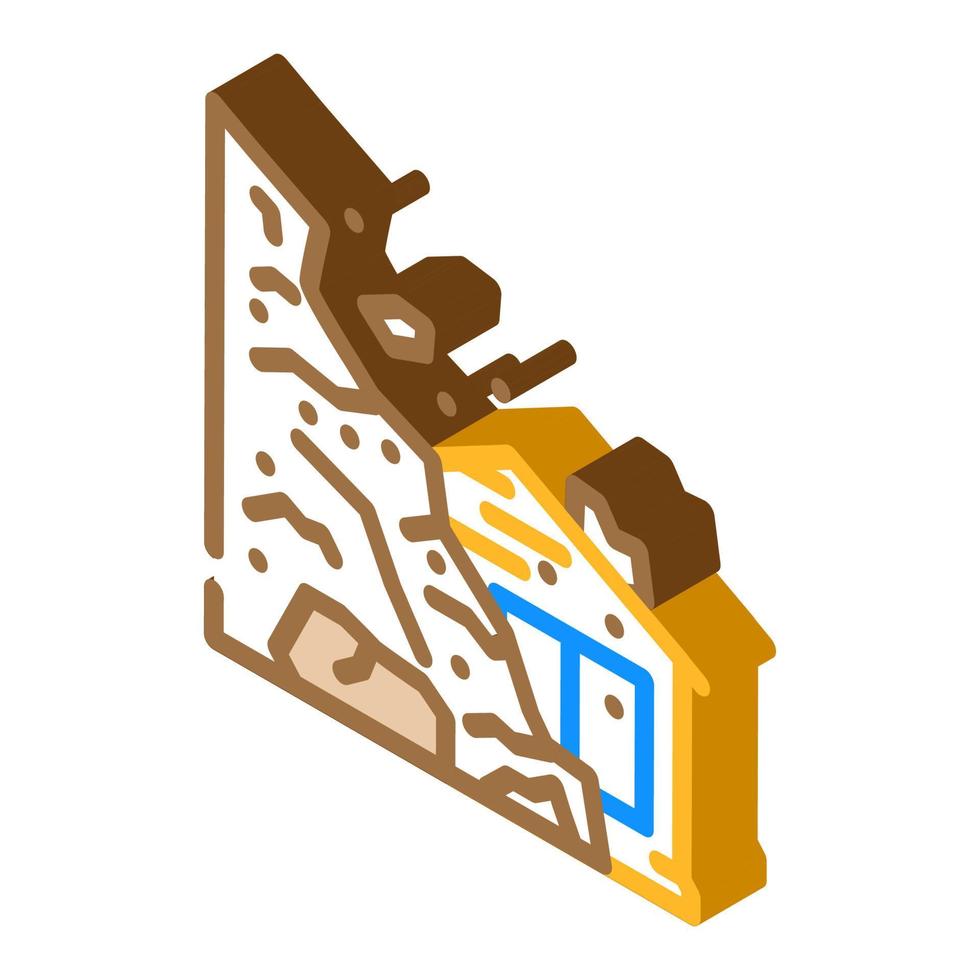 landslide disaster isometric icon vector illustration