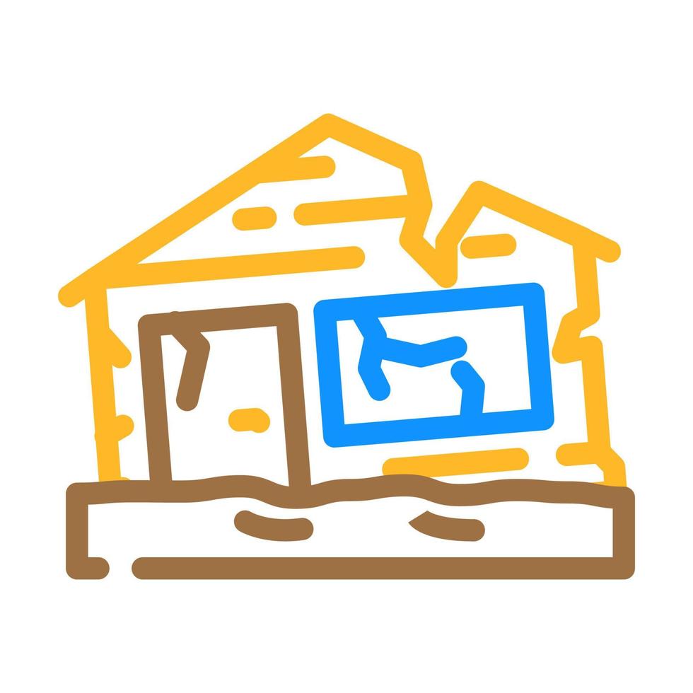 broken house disaster color icon vector illustration