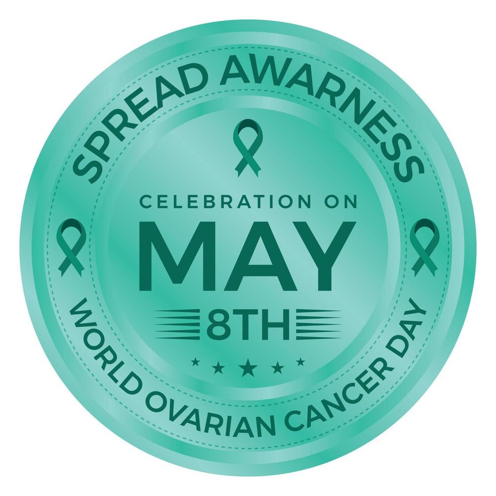 World Ovarian Cancer Day On May 8th Badge Vector Illustration, Vector Awareness Ribbon, Seal, Banner, Label, Sticker, Emblem, Logo, Womens Health Vector