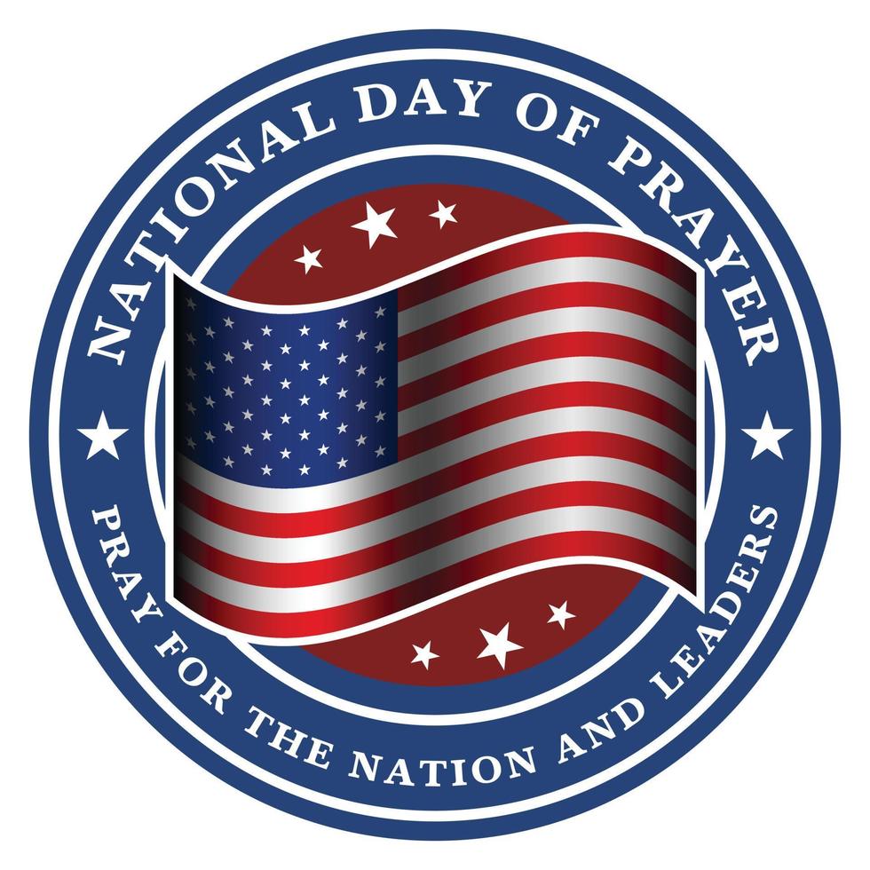 national day of prayer badge, stamp, logo, tshirt, annual prayer day for united state of american nation, pray to God for wellness and happines vector illustration, held on the first Thursday of May