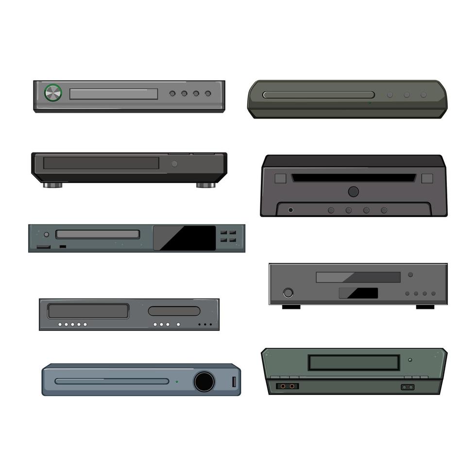 dvd player set cartoon vector illustration