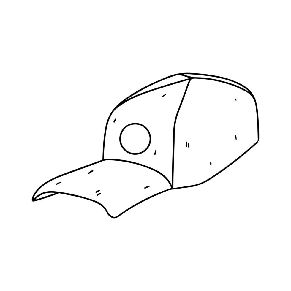 béisbol gorra en mano dibujado garabatear estilo. vector ilustración aislado en blanco antecedentes. colorante libro.