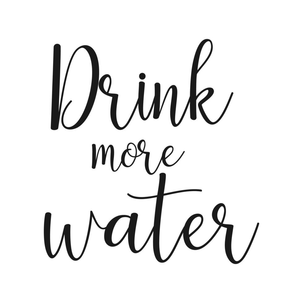 letras frases bebida más agua. tipografía eslogan. sano estilo de vida, hidratar motivación. idea para póster, tarjeta postal vector