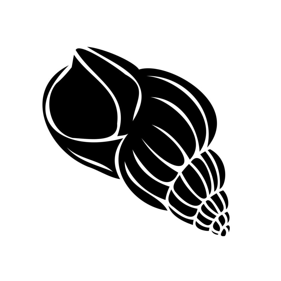 Flat vector icon of a seashell or clam in black. silhouette of a seashell