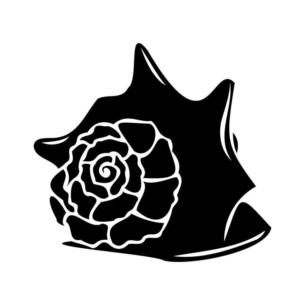 Flat vector icon of a seashell or clam in black. silhouette of a seashell