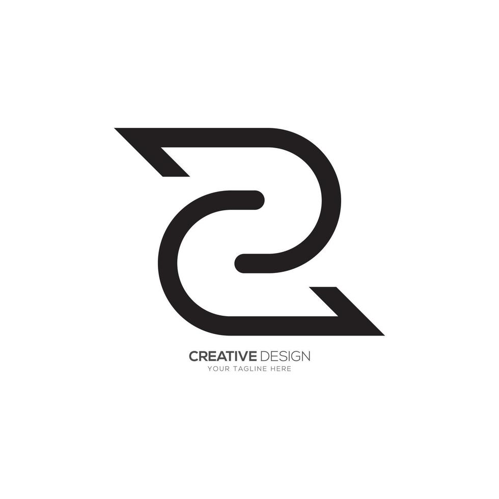 Line art letter d c z unique minimalist creative monogram logo branding vector