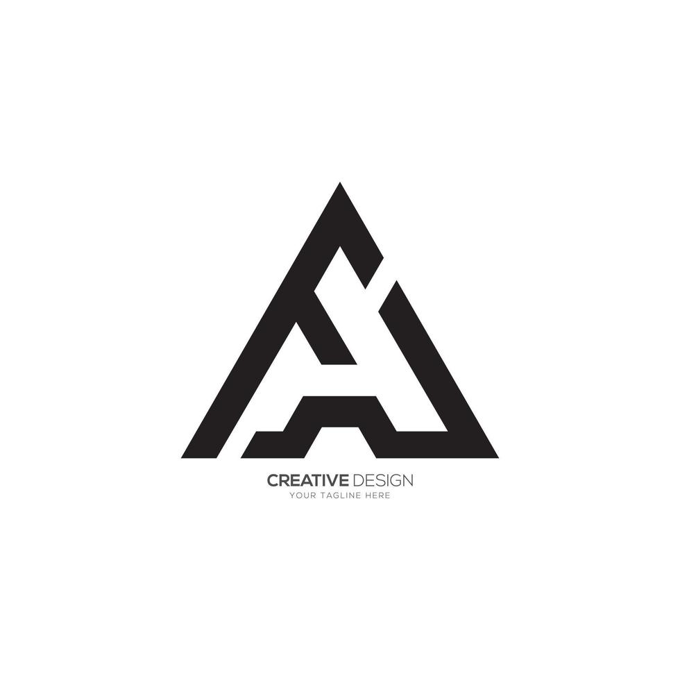Letter A F or F A modern shape unique negative space monogram logo vector