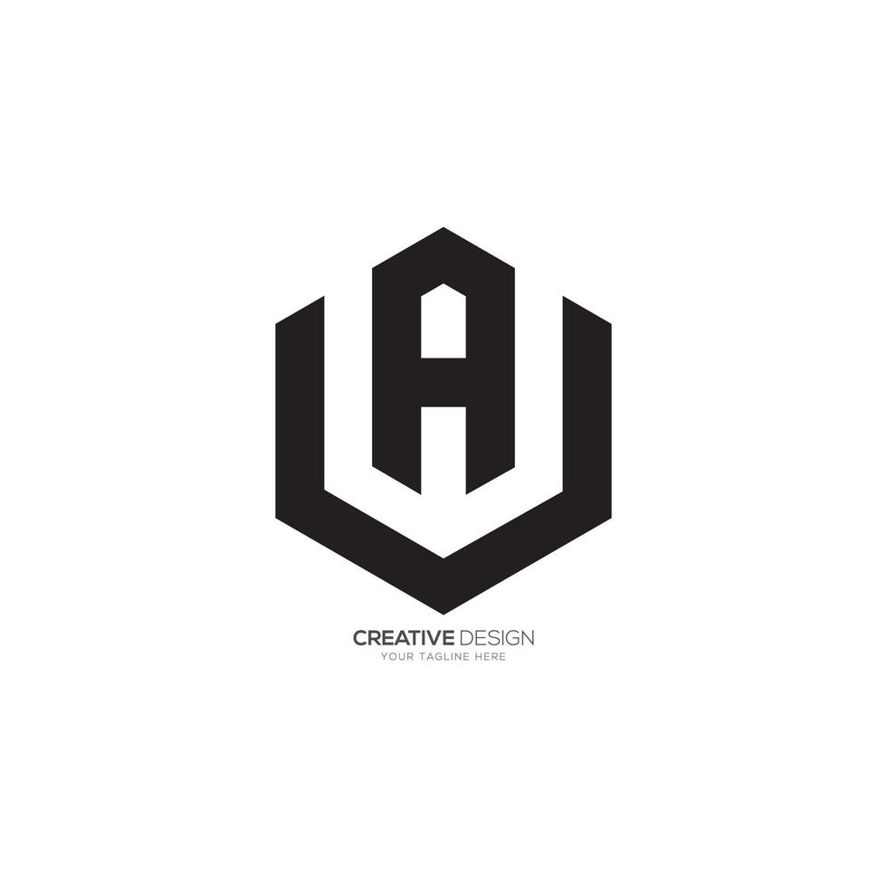 Letter A V or V A hexagon shape modern unique polygon logo vector