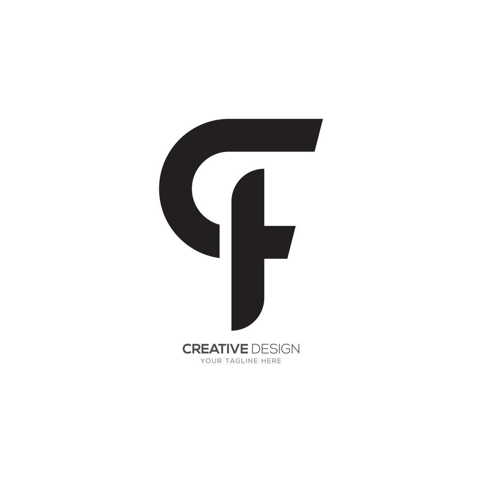 Letter c f t unique shape creative monogram business branding logo vector