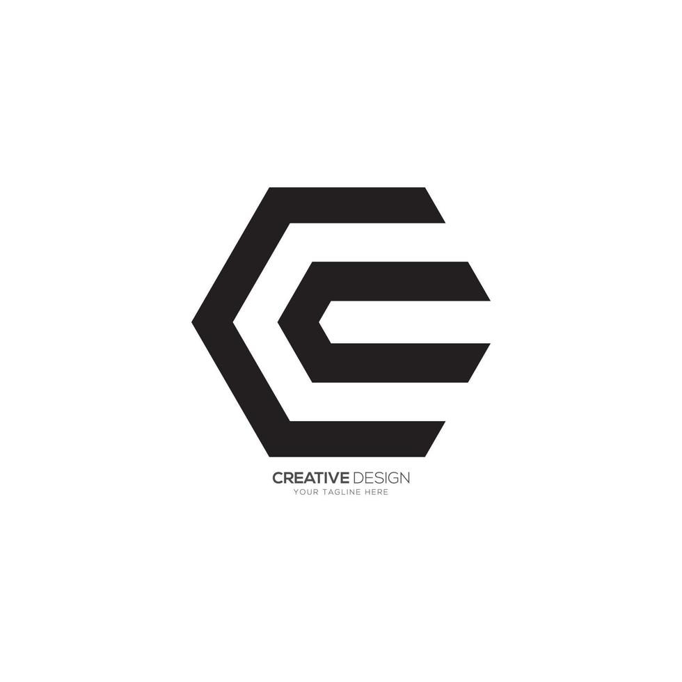 hexagonal forma letra C C sencillo línea Arte mínimo monograma logo vector