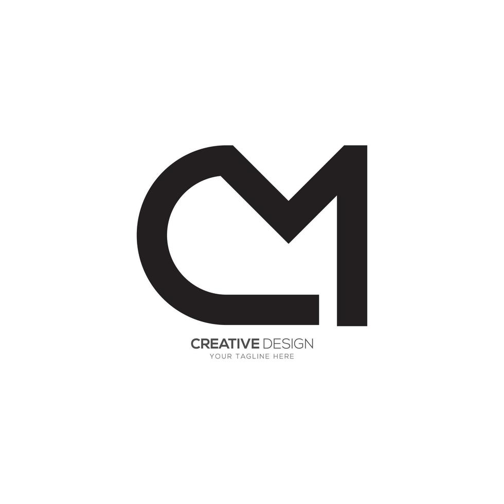 Letter c m simple unique shape line art creative monogram logo vector