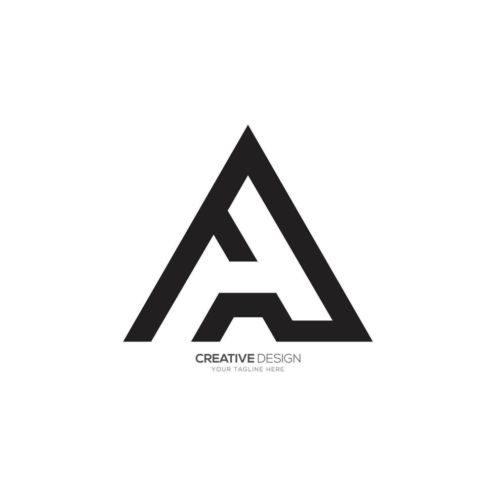 Letter A H negative space modern line art unique monogram triangle logo vector