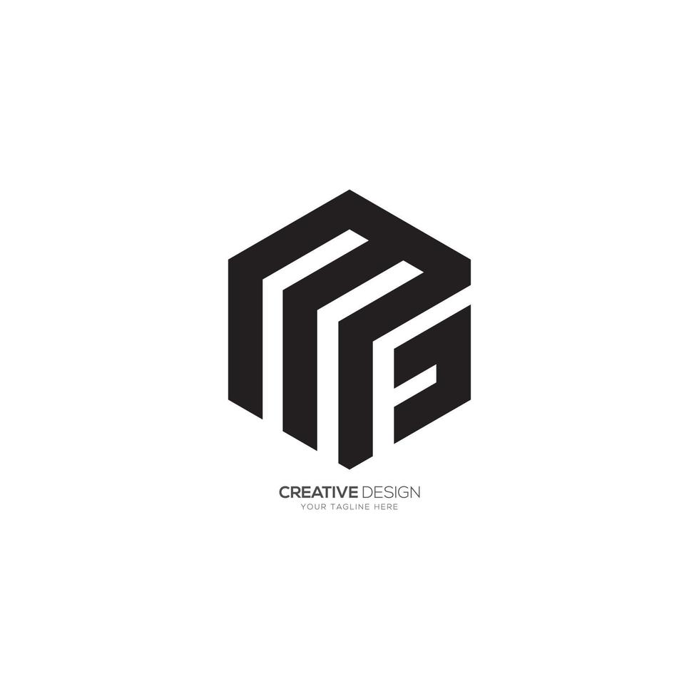 Hexagonal letter M G or G M modern unique polygon monogram logo vector