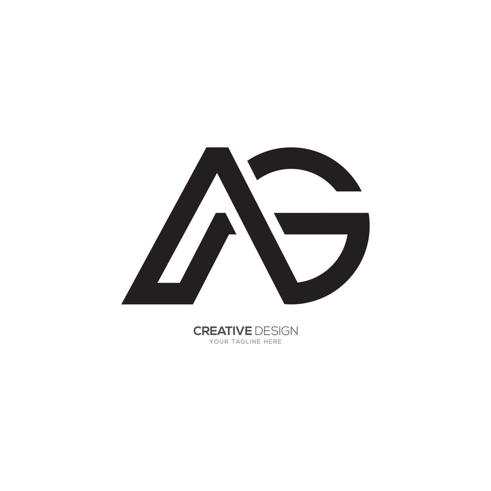 Letter A G unique line shape modern monogram logo vector