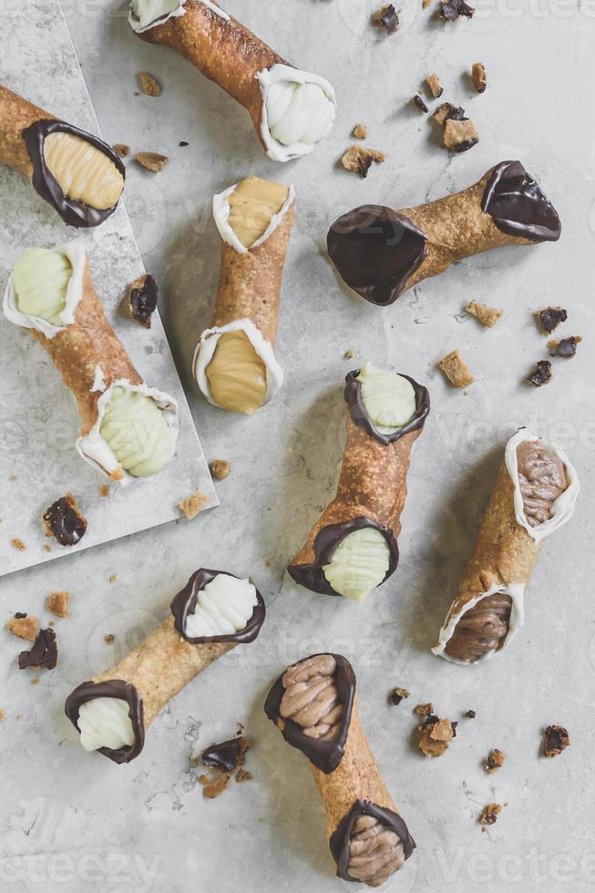 Traditional Italian desert cannoli photo