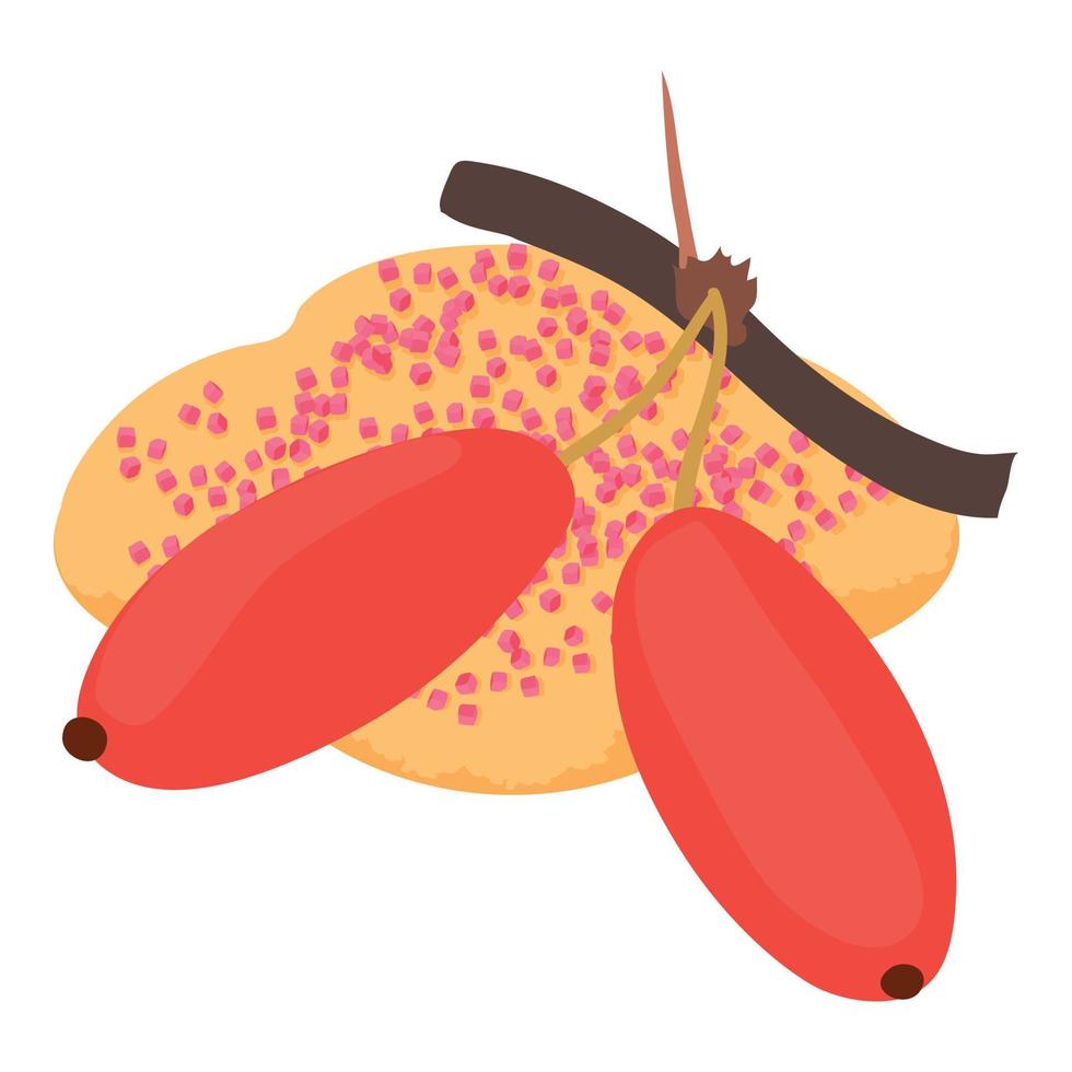 Barberry dessert icon isometric vector. Fresh ripe red barberry and fruit cookie vector