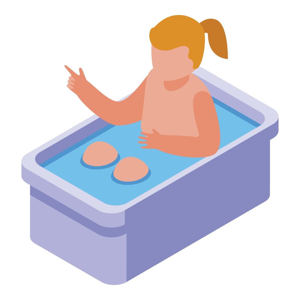 Bath girl icon isometric vector. Happy infant vector