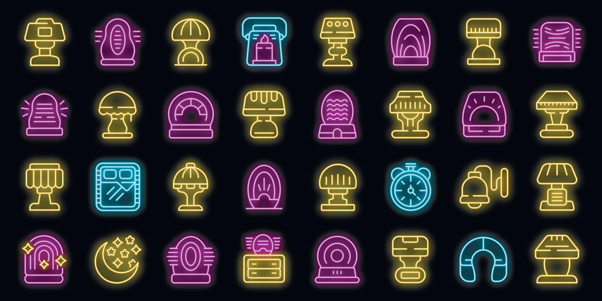 Nightlight icons set vector neon