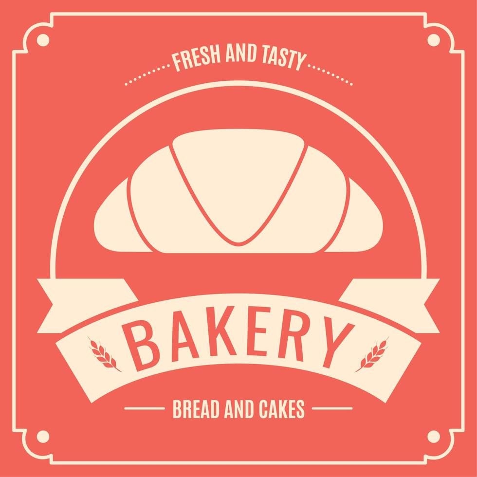 Colored retro bakery template with a croissant Vector illustration