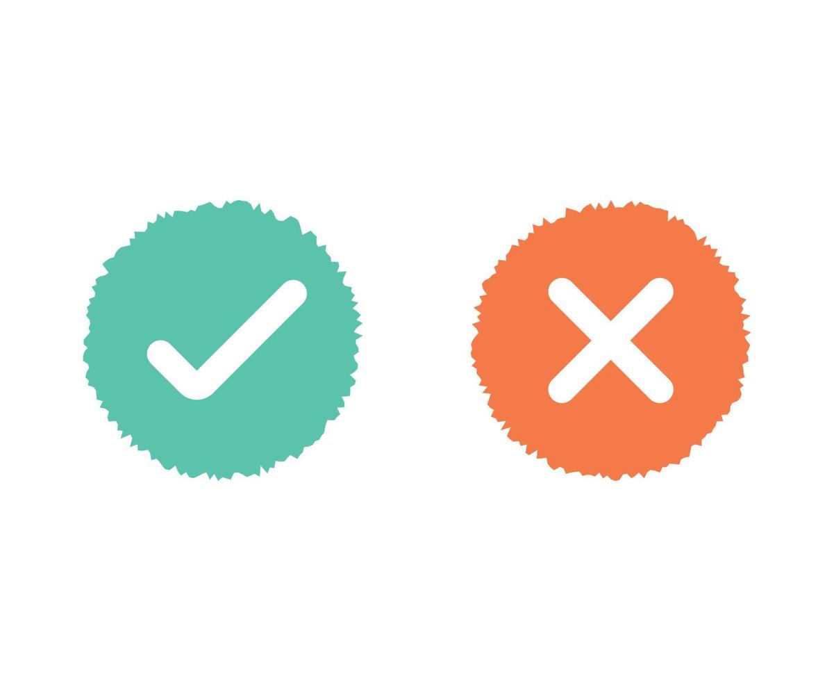 Checkmark and cross symbols vector