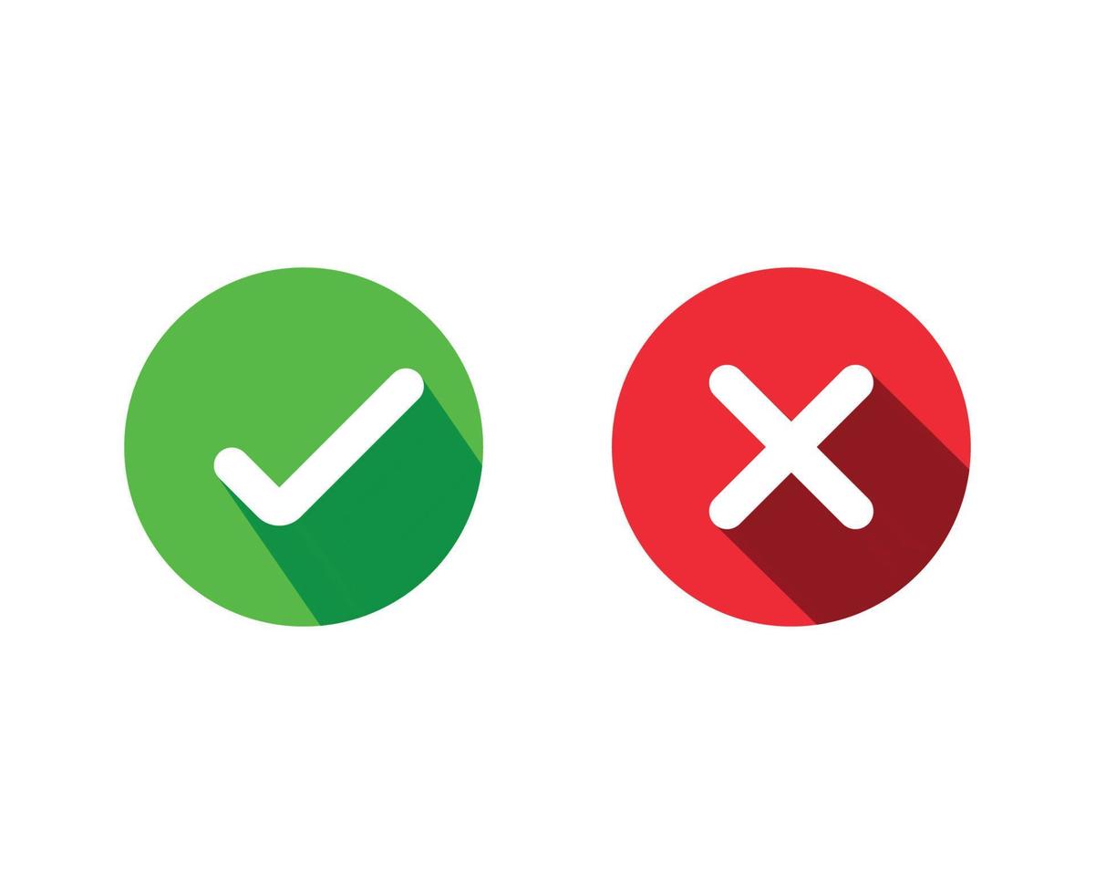 Checkmark and cross symbols vector