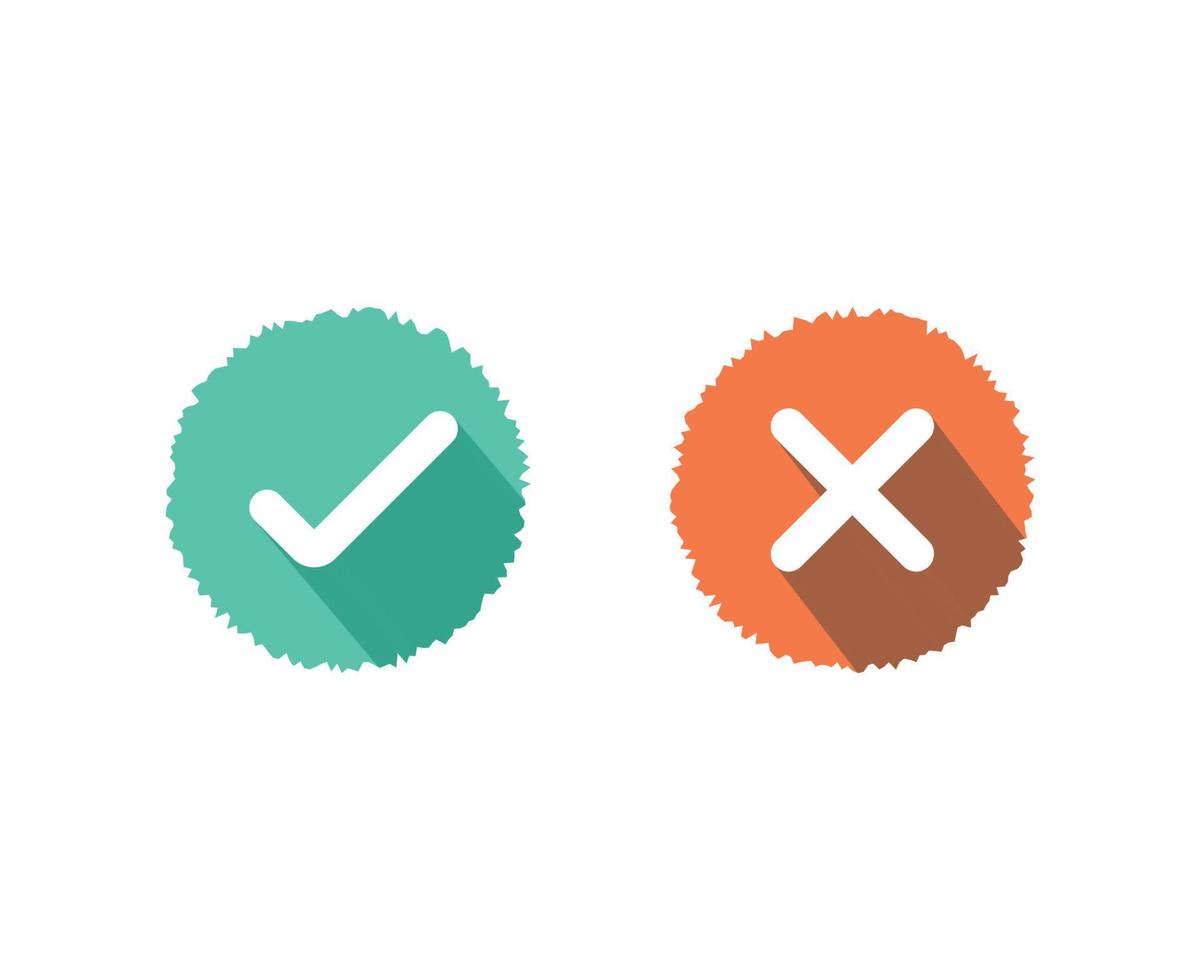 Checkmark and cross symbols vector