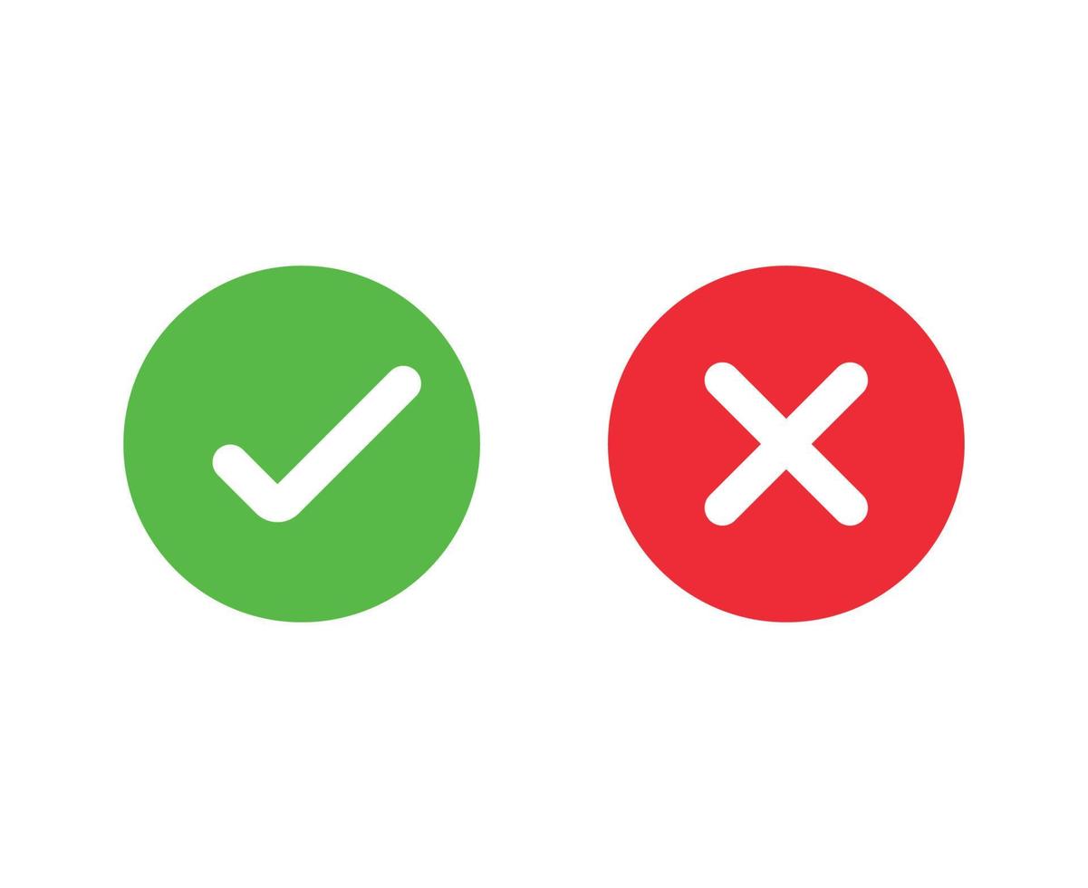 Checkmark and cross symbols vector