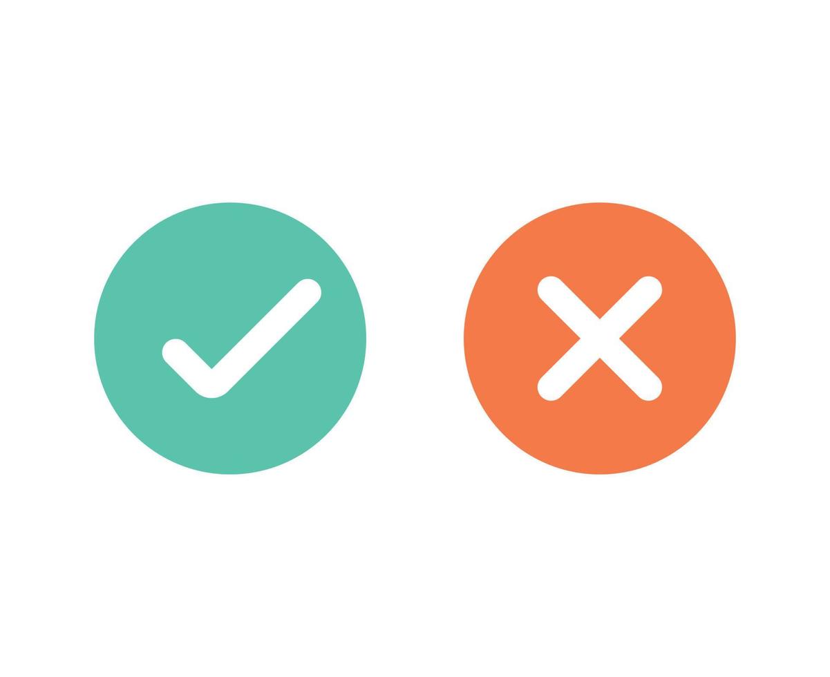 Checkmark and cross symbols vector