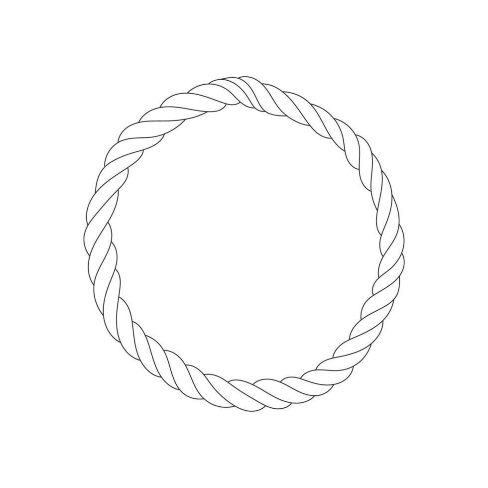 Rope Knots Borders Black Thin Line art Design Element. Vector illustration of Rope Knot