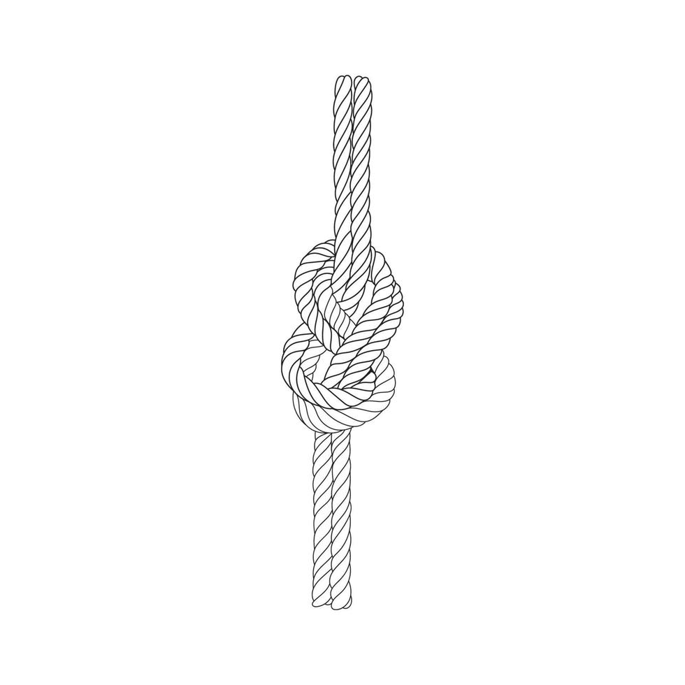 Rope Knots Borders Black Thin Line art Design Element. Vector