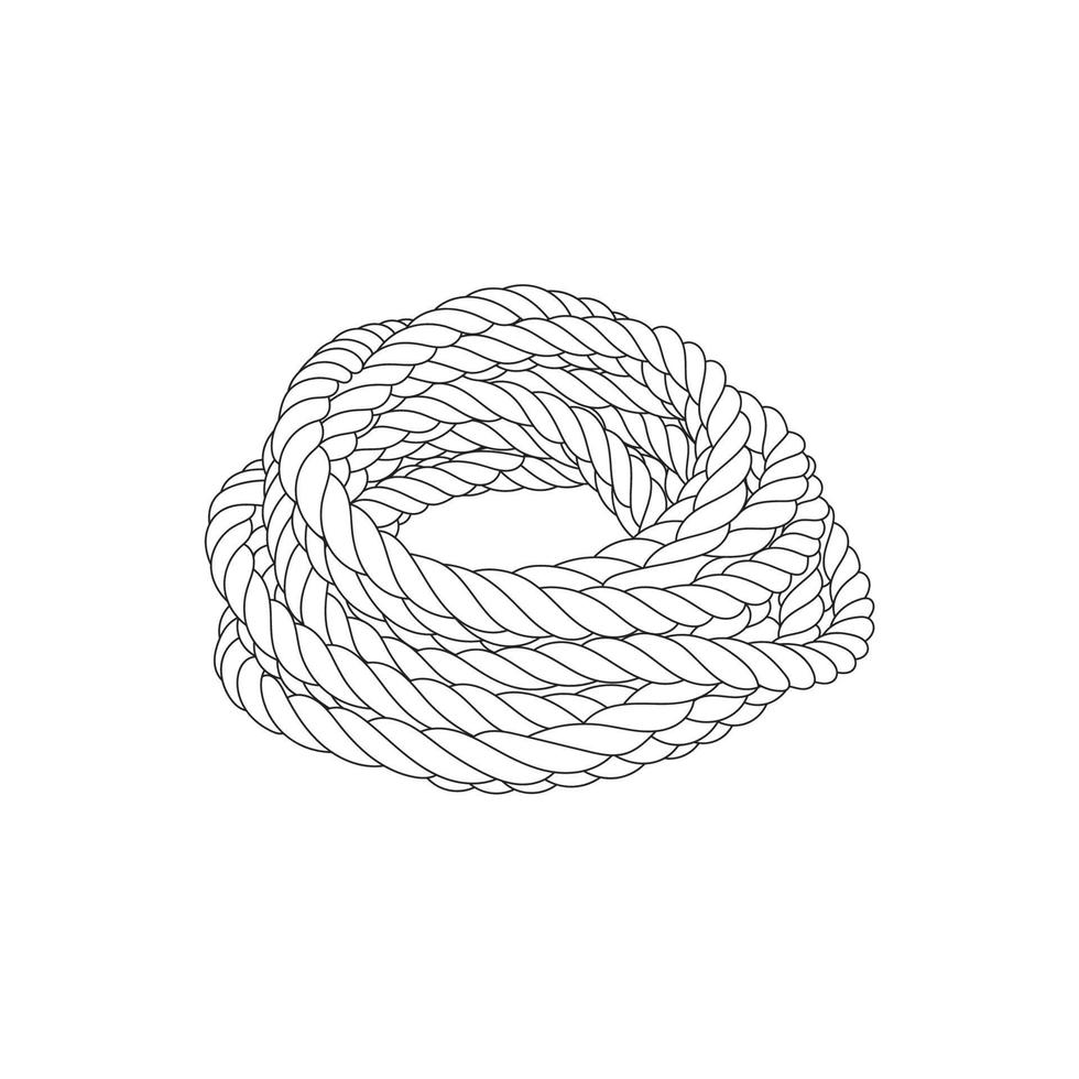 Rope Knots Borders Black Thin Line art Design Element. Vector