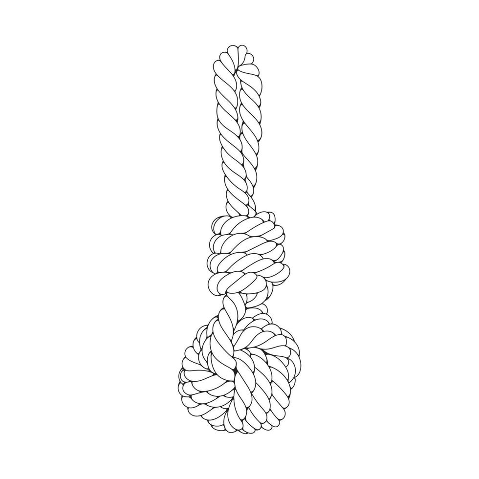 Rope Knots Borders Black Thin Line art Design Element. Vector illustration of Rope Knot