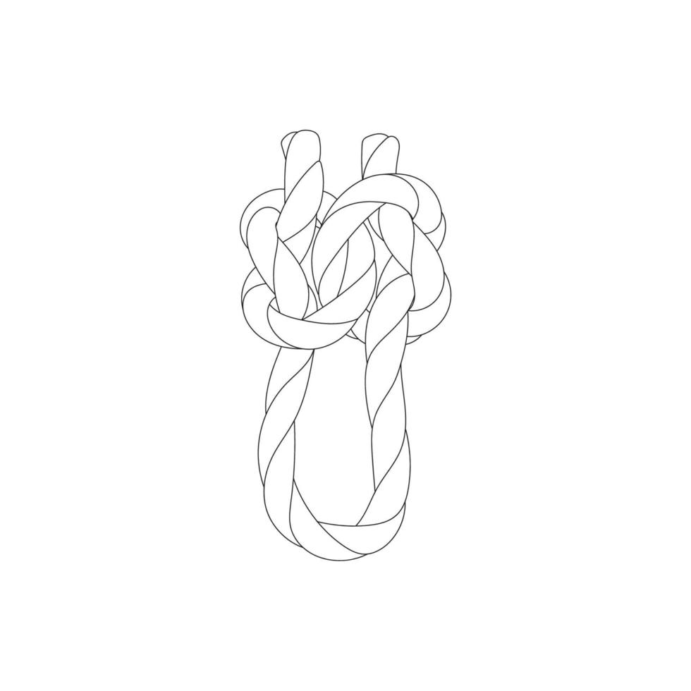 Rope Knots Borders Black Thin Line art Design Element. Vector illustration of Rope Knot