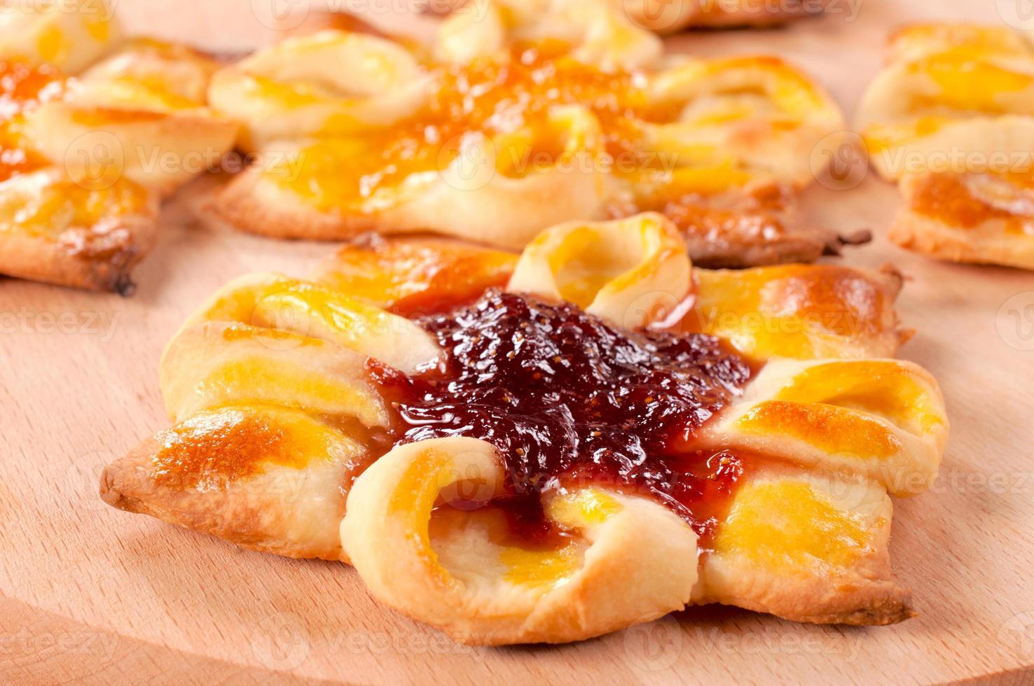 Sweet homemade pastry with jam photo