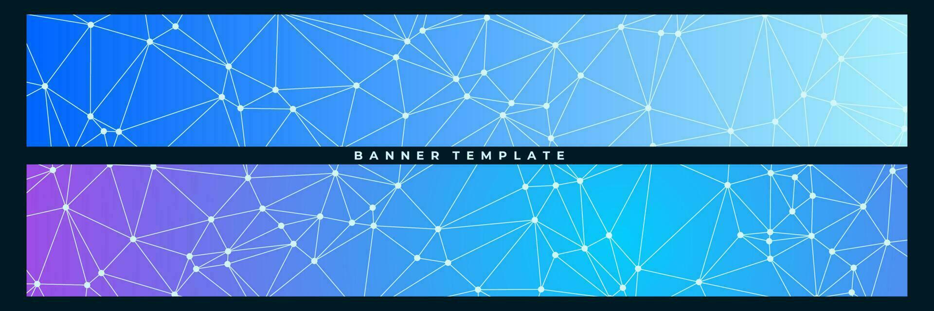 set of abstract colorful geometric banner background with triangle shape pattern and molecular vector