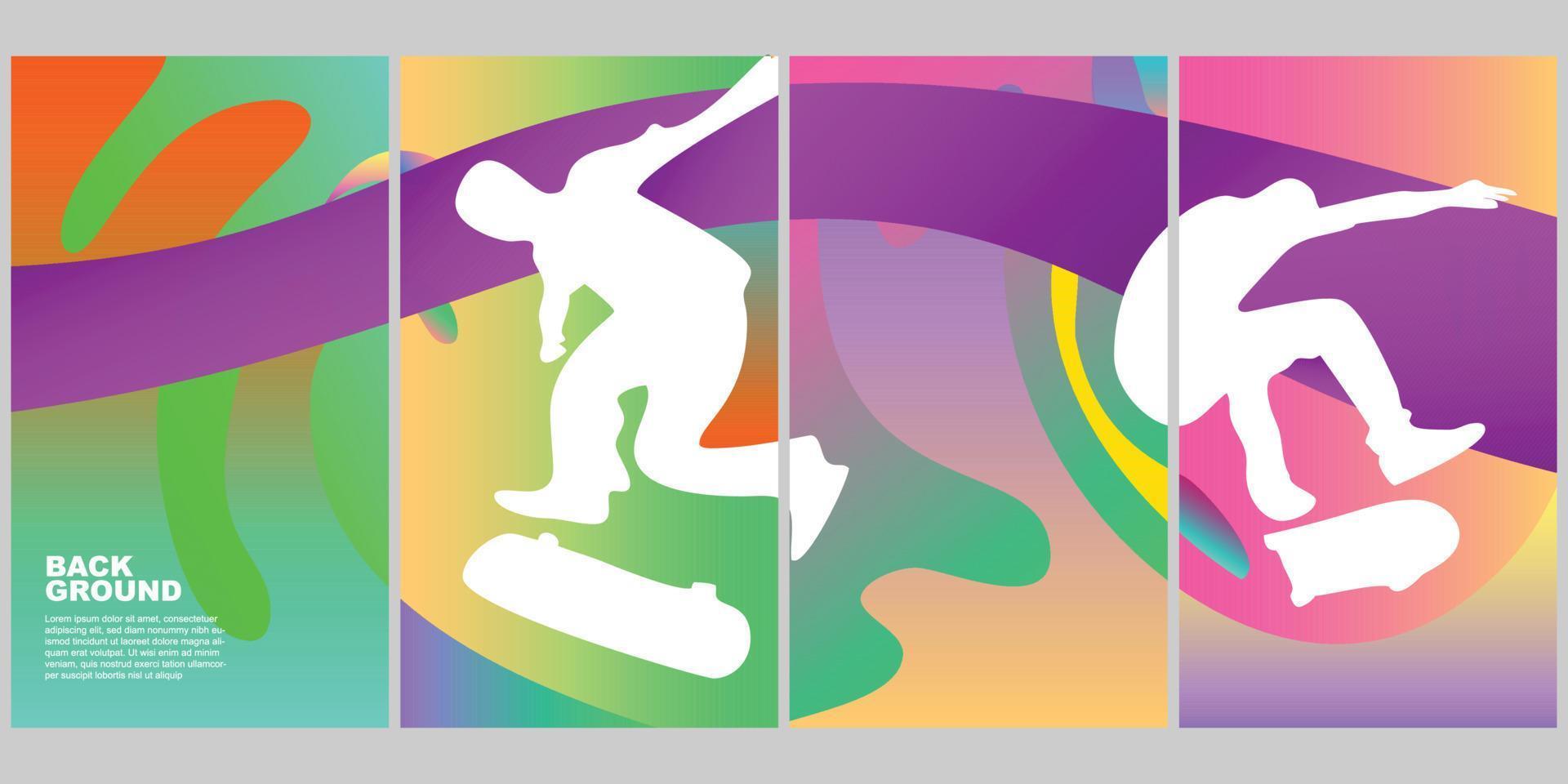 Background Set Skateboard Summer Color Pop Vertical Gradient vector