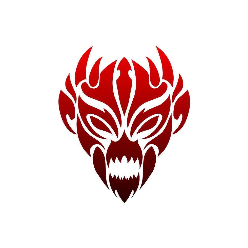 illustration vector graphic of tribal art face demon red for tattoo  23102139 Vector Art at Vecteezy