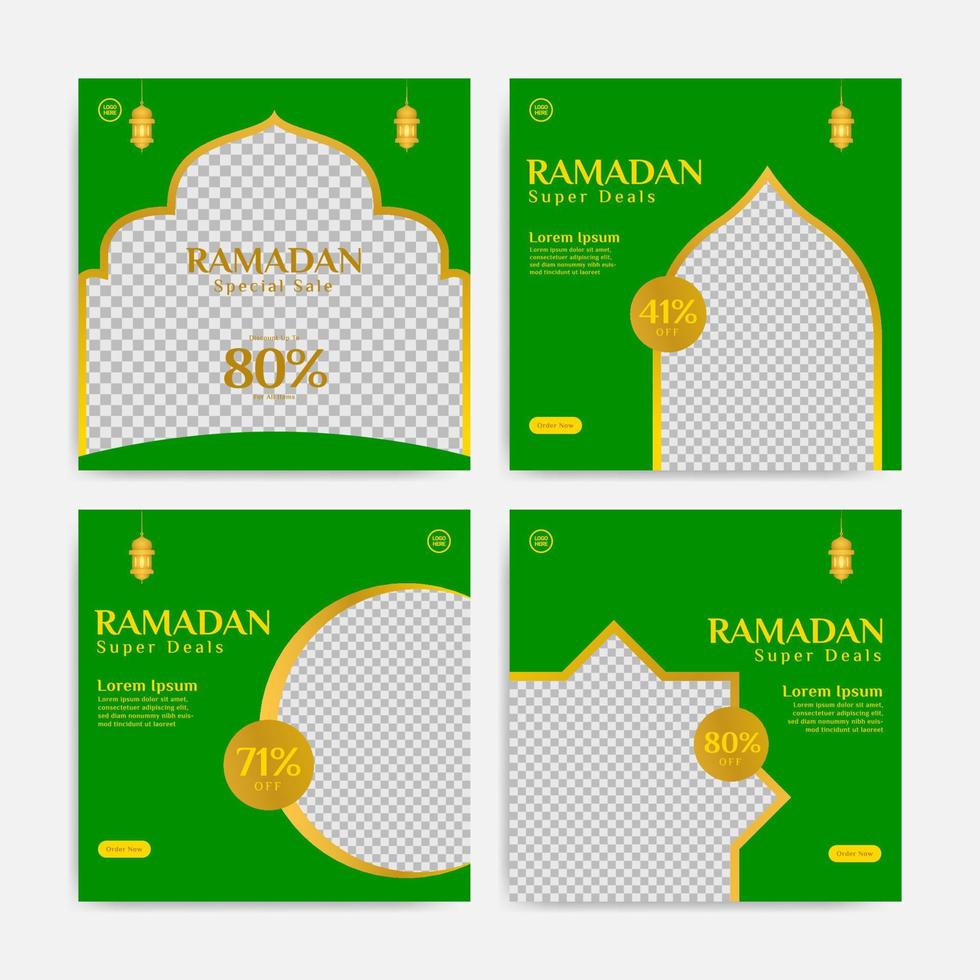 Set of editable Ramadan social media design template. Suitable for promotions your product, brand, business, fasion food on the Ramadan holiday vector